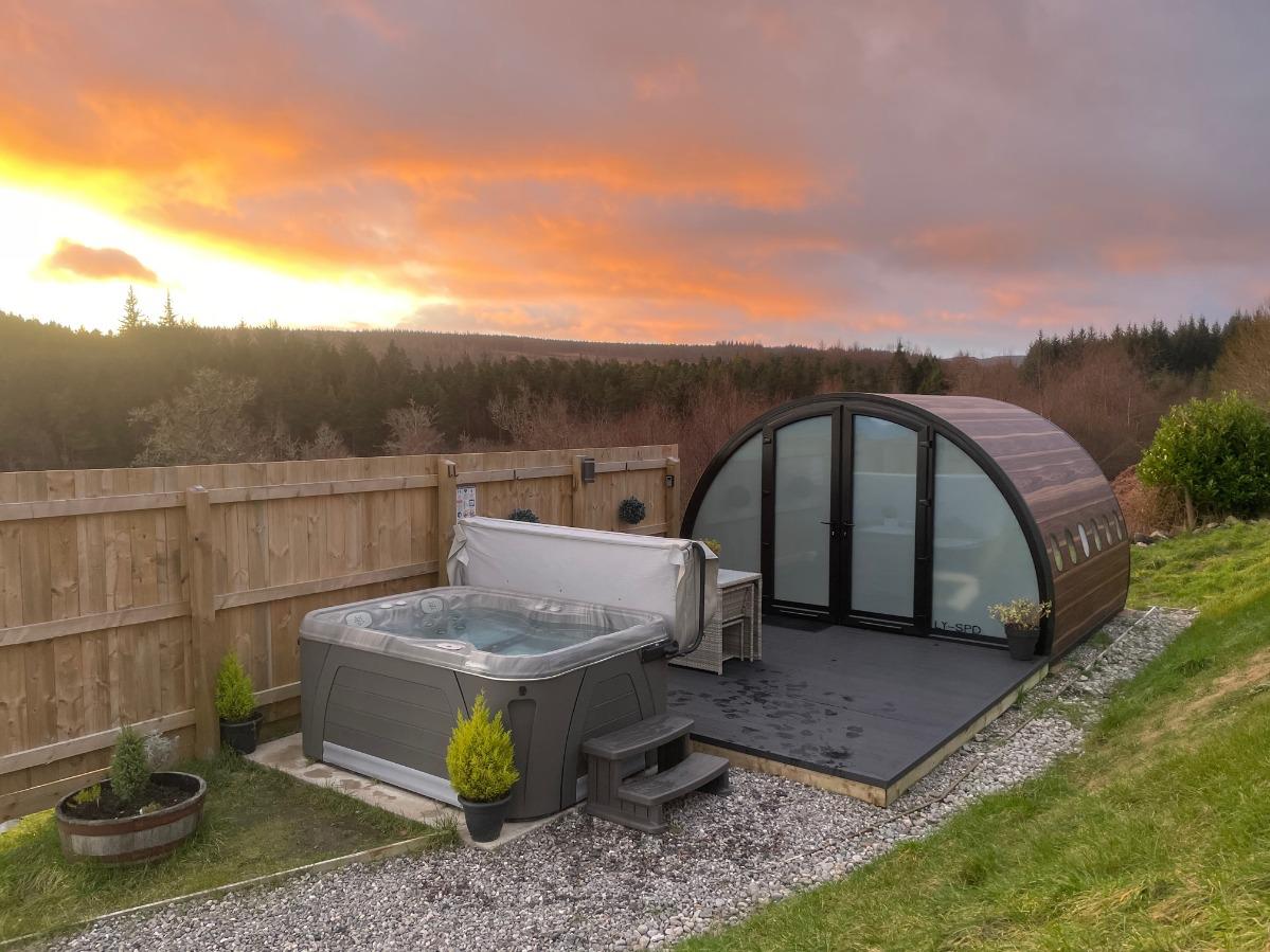 Premier SkyPod with a sunset sky